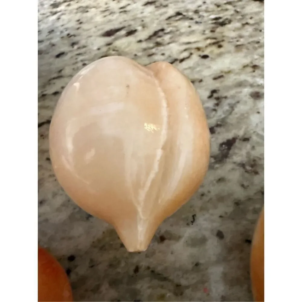 Vintage Alabaster Stone Fruit – Set of 3 Hand-Carved Realistic Decorative Fruit
